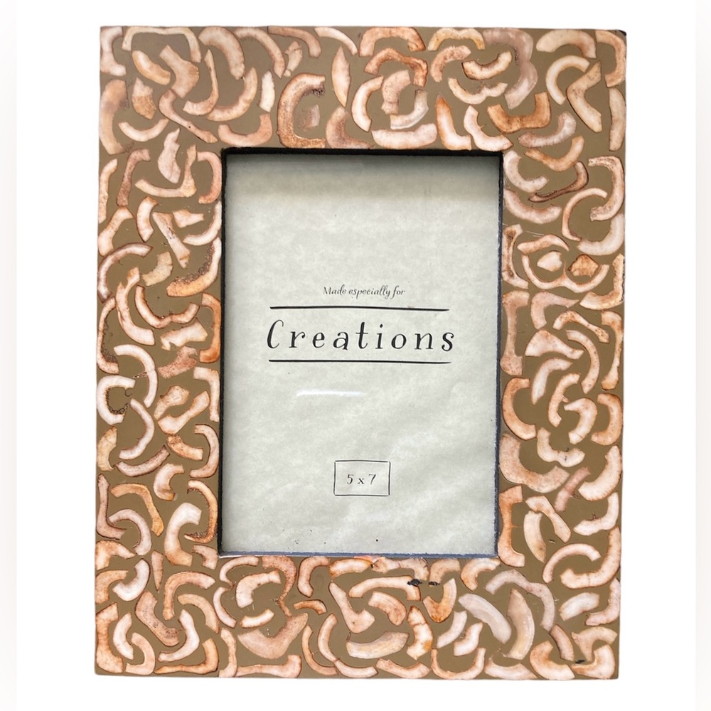 Creations Ceramic Picture Frame Stand Up Back 10.5”x8.5” for 4”x6” Pic Brown Tan